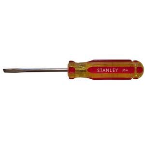 Vintage Stanley USA 3" Small Flat Screwdriver Red Yellow EUC